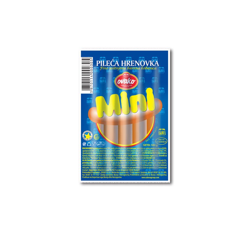 Hrenovka mini pileća ovako 100g